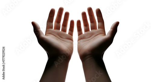 Open hands reaching up in supplication.