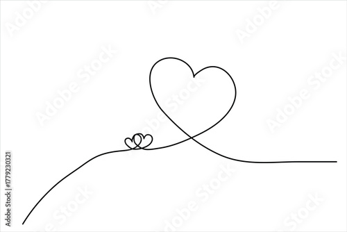 Minimalist outline art of three intertwined hearts for a mother-child bond concept
