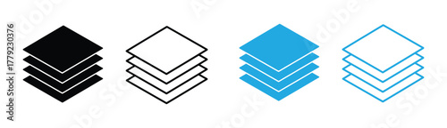Layers icon set. Vector layers icon. Canvas icon. Layers icon . Vector illustration on Transparent Background. EPS 10.