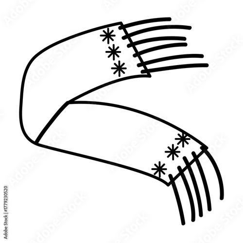 Outline long winter scarf with cozy knitted festive design