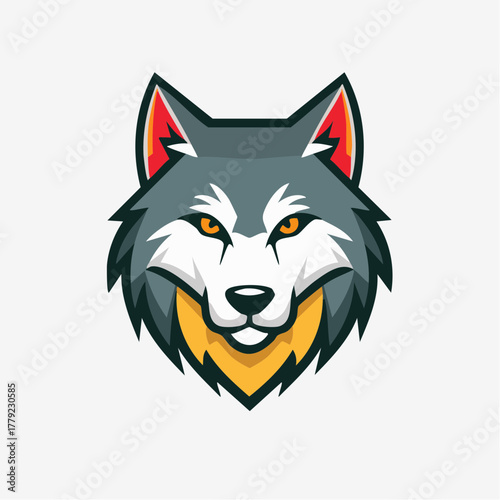 Wolf head mascot vector illustration for a sports team.