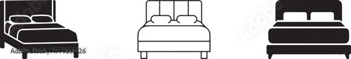 double bed vector icon