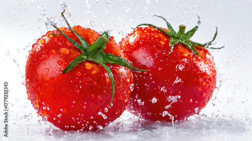 Fresh red tomatoes with wat...