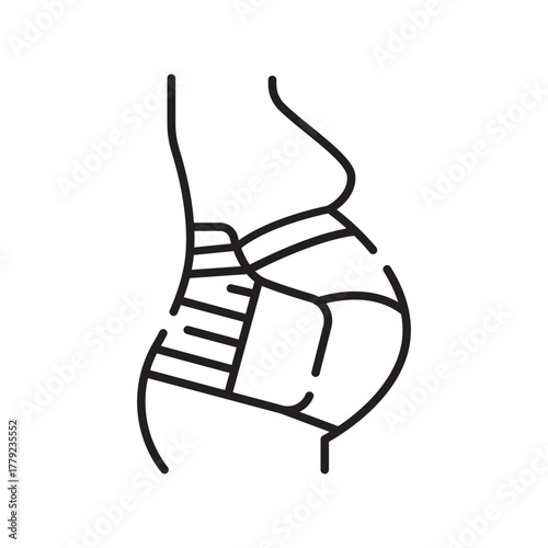 Abdominal bandage black line icon. Vector isolated element