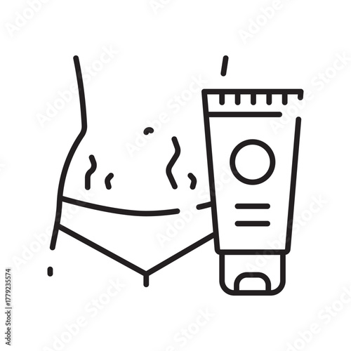 stretch mark cream black line icon. Vector isolated element