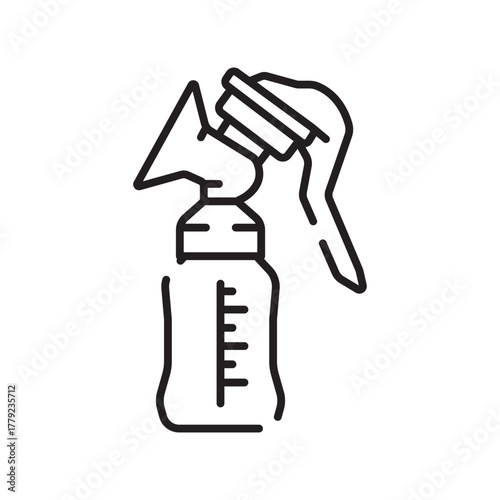 breast pump black line icon. Vector isolated element