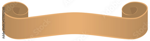 Vintage scroll ribbon banner with curled ends, rendered in a gradient gold/brown tone. This classic vector element is perfect for heraldic designs, historical themes, diplomas, and decorative titles