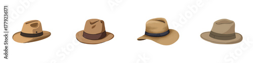 Explorer Hat Watercolor Illustration, Camping Equipment Clipart