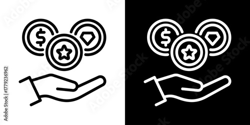 Digital Asset Icon Of Line Black And White Style