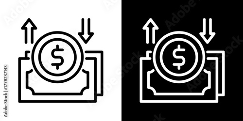 Cash Flow Icon Of Line Black And White Style