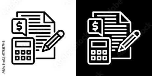Accounting Icon Of Line Black And White Style