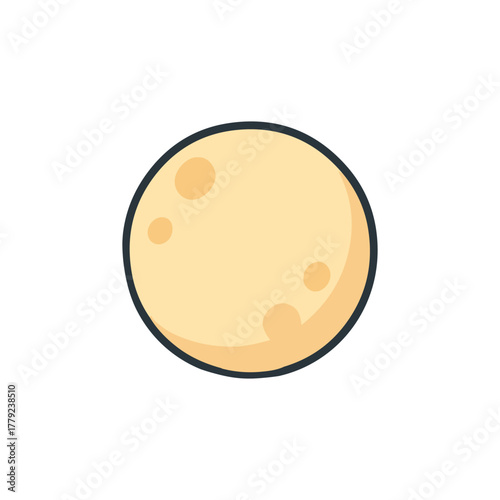 Full moon illustration with simple flat style. Bright round moon with craters.