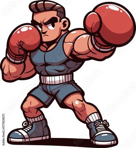 左手を突き出す赤いグローブのボクサーのイラスト