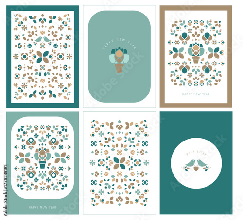 Illustration vectorielle voeux 2026. Collection de cartes postales 2026. Composition florale élégante entourant les chiffres.