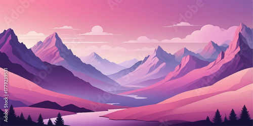 Soft purple and pink mountain layers blending under a pastel sky — elegant and peaceful visual concept.