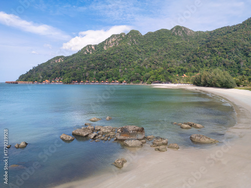 Aerial view on Pantai Kok Langkawi island, Malaysia.