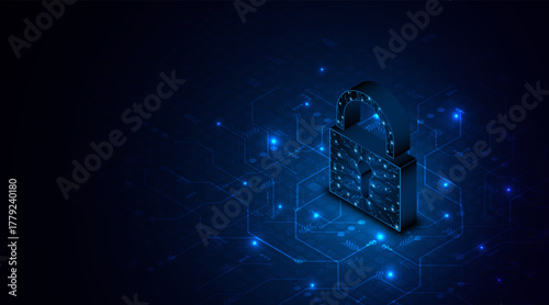 Lock icon. Cyber ​​security and data protection concepts and privacy. Innovative concept of advanced safety technology	