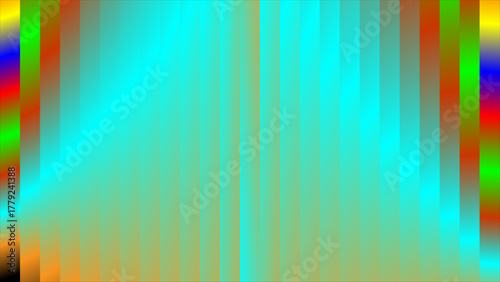 Radiant Gradient Vector – Symmetrical Cyan Core with Vertical Bands and Rainbow Border