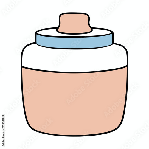 A sleek cosmetic cream jar with a smooth, elegant design, perfect for skincare, radiating luxury and care, inviting you to indulge in daily pampering rituals.
