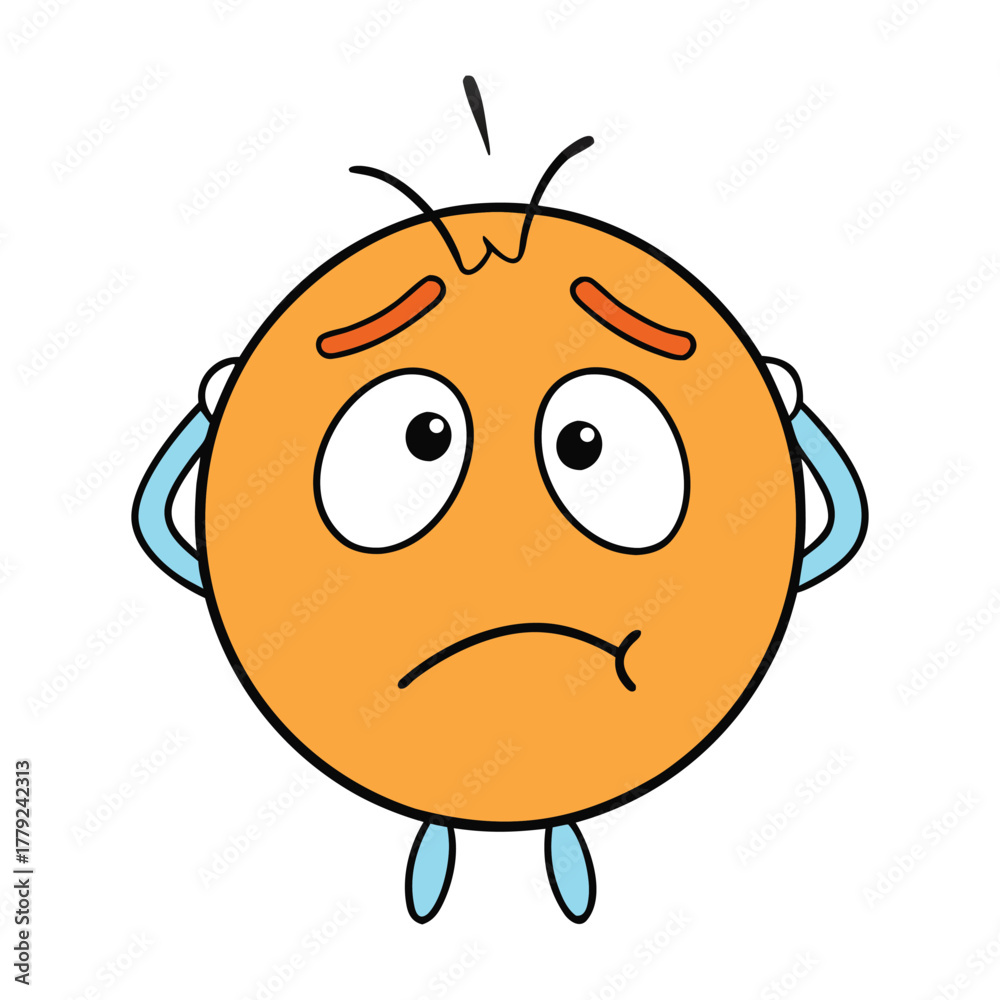 Obraz premium A headache emoticon showing a pained face with eyes closed and a frown, holding its head with both hands, expressing stress, discomfort, or migraine pain. 