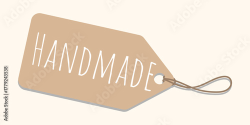 Craft fair product label. Handmade product tag design. DIY packaging label. Natural hanging paper tag mockup vector. Organic Gift card in flat style
