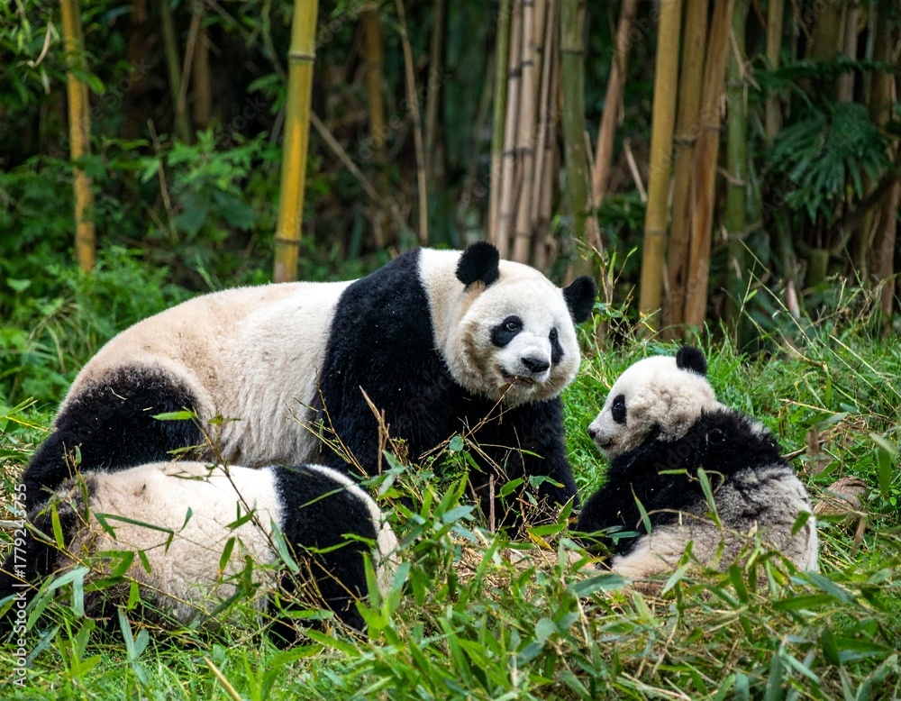 Obraz premium panda in bamboo forest
