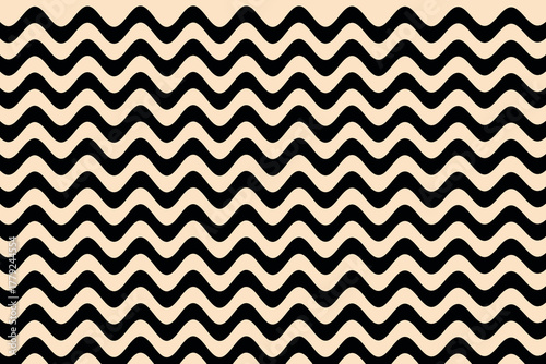 Black color curve on Bisque color background. Geometric seamless pattern. Classic pattern.