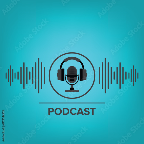 Podcast. Sound Audio Wave. Badge, icon, stamp, logo.	