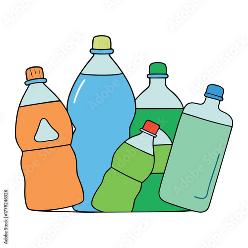 A pile of discarded plastic bottles scattered on the ground, symbolizing pollution and waste, highlighting the urgent need for recycling and environmental awareness.
