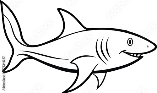 shark outline vector for marine and cartoon design