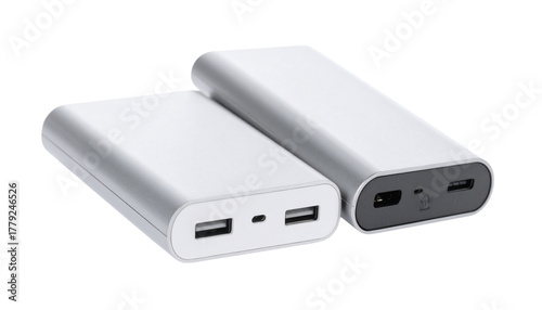  Modern Power Bank Duo Technology Product, isolated on transparent background