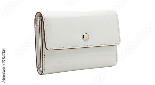 Elegant white leather wallet isolated on transparent background, perfect for carrying cards and cash in style