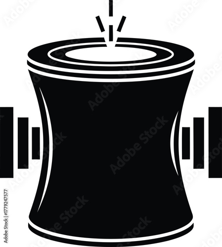 Nuclear Power Plant Reactor Icon Black and White Energy Production Symbol Illustration