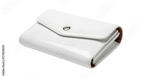 Stylish white leather wallet isolated on transparent background, a chic accessory for organizing your essentials