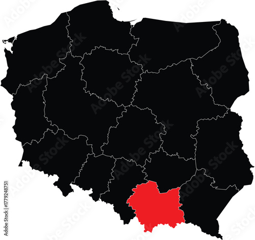 Vector Map of Malopolskie on Map of Poland
