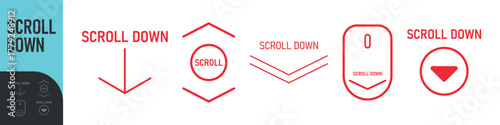 Scroll down up, set arrows icons. Set of scrolling mouse symbol for a website, web design, mobile apps. Color set icons. Vector illustration