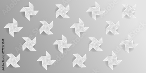 Vector pinwheel toy isolated on white background with colorful rainbow spinning blades summer breeze fan mill illustration cute childhood game concept design playful whirligig icon set