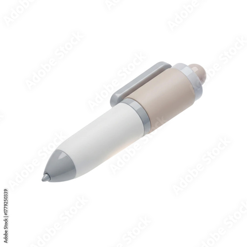 A modern retractable ballpoint pen with a minimalist two-tone design and a comfortable grip, isolated on a clean white background. Perfect for office, school, and stationery concepts