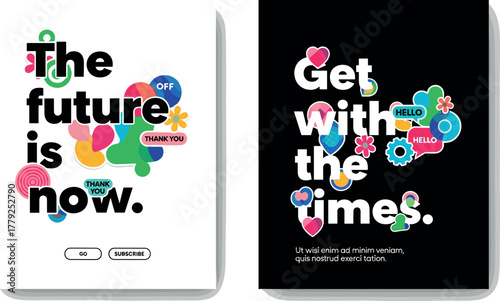 Dynamic and vibrant abstract graphic designs conveying digital transformation messages for future-focused communication and contemporary interaction