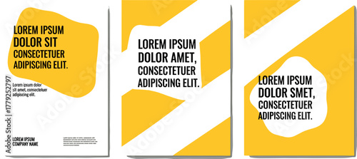 Abstract Yellow Shapes and Lines Graphic Design Layouts for Marketing Materials