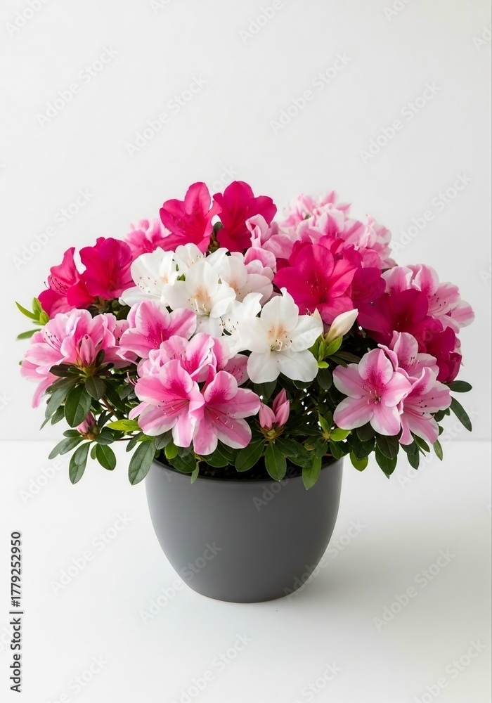 custom made wallpaper toronto digitalBeautiful Display of Cute Azalea Flowers in Pink and White Blooms Arranged in a Stylish Gray Pot Highlighting Floral Beauty