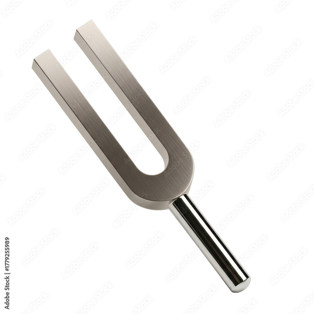 Obraz premium Stainless steel tuning fork for sound calibration and musical instrument tuning