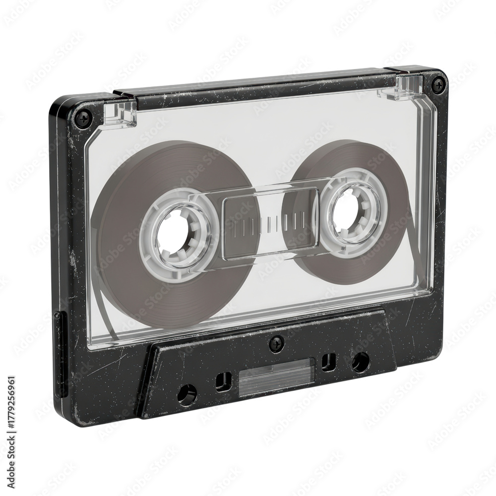 Obraz premium Vintage audio cassette tape with transparent background