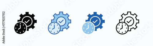 Productivity Icon Sheet Multiple Style Collection Isolated Vector