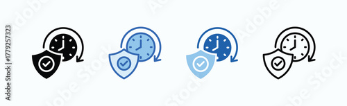 Warranty Period Icon Sheet Multiple Style Collection Isolated Vector