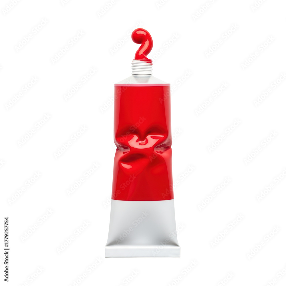 Obraz premium Crimped red and white tube with twisted cap