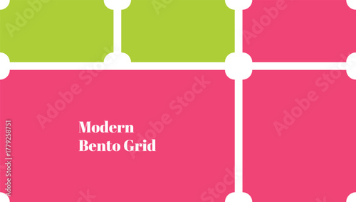Pink and Green Geometric Bento Grid with White Connectors Keywords: bento grid, layout, design