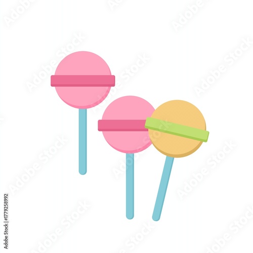 A colorful flat vector illustration of lollipops isolated