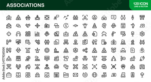 Associations Professional Line Icon Set – Modern Minimal Vector Symbols for Organizations and Networking