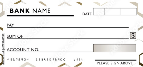 Blank cheque for managing finances, Blank Personal Cheque, Payment by cheque concept.
